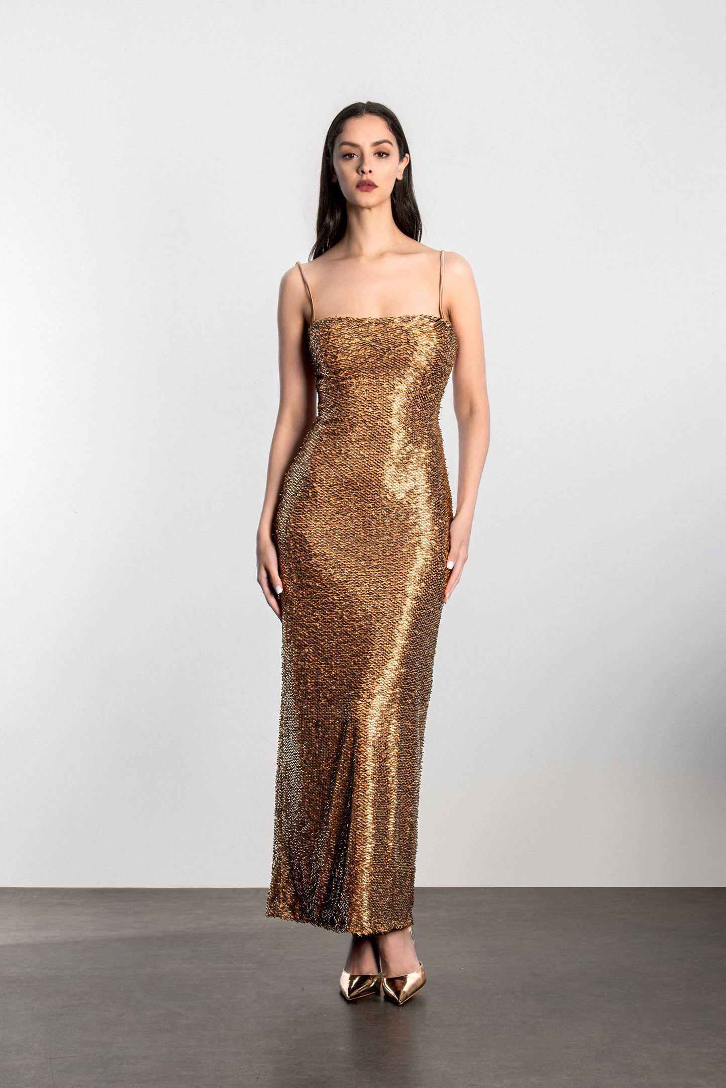 Beaded maxi dress - Bronze