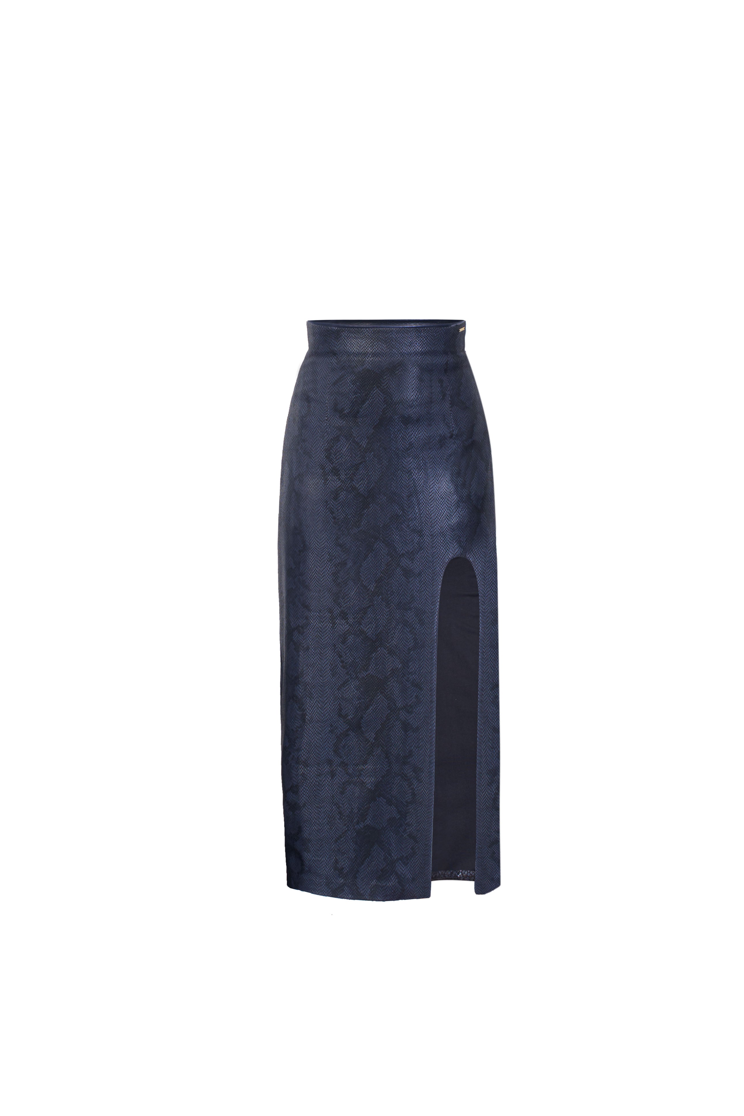 Leather midi skirt navy best sale