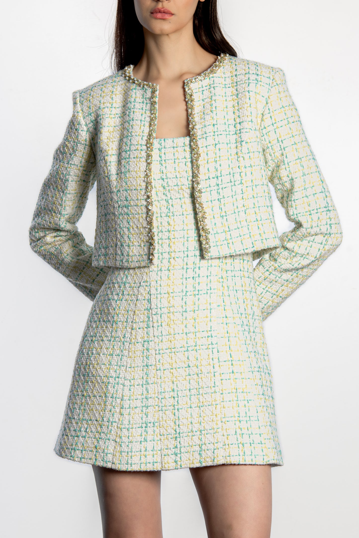 Tweed mini dress - Green