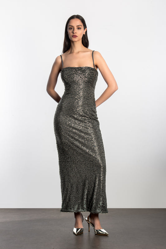 Beaded maxi dress - Silver