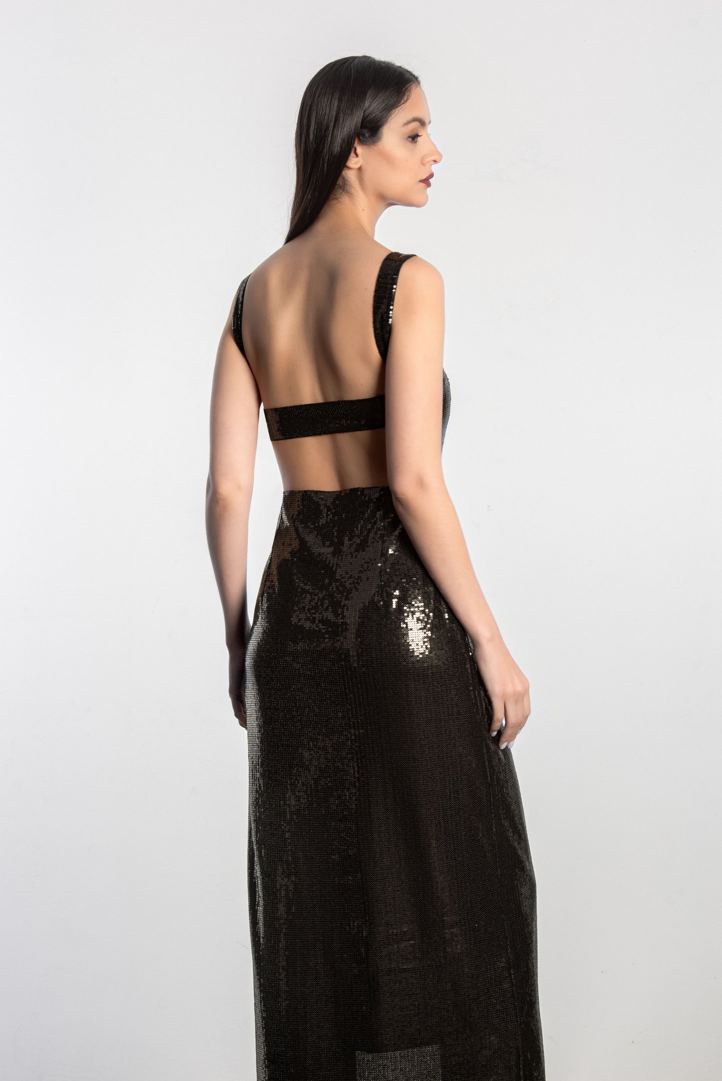 Draped sequin dress - Black