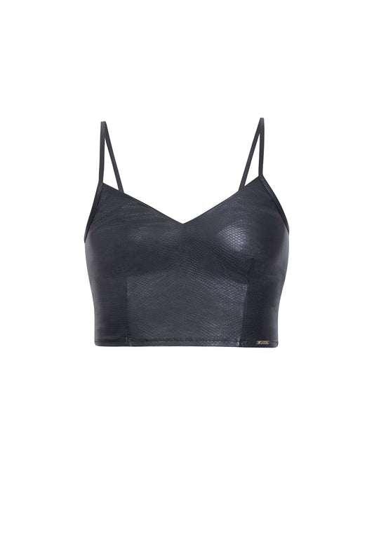 Leather crop top - Black