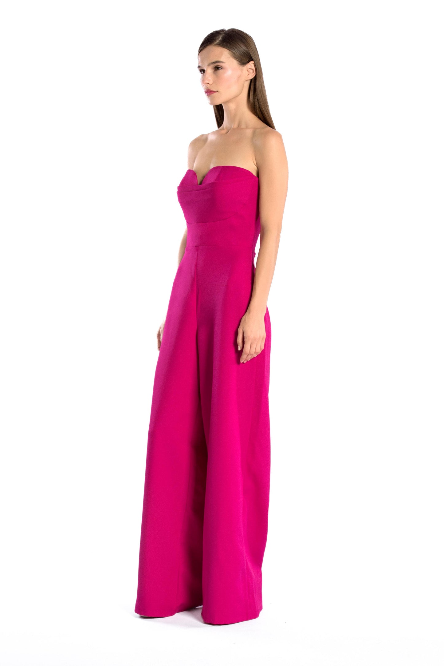 Draped crepe jumpsuit - Fuchsia