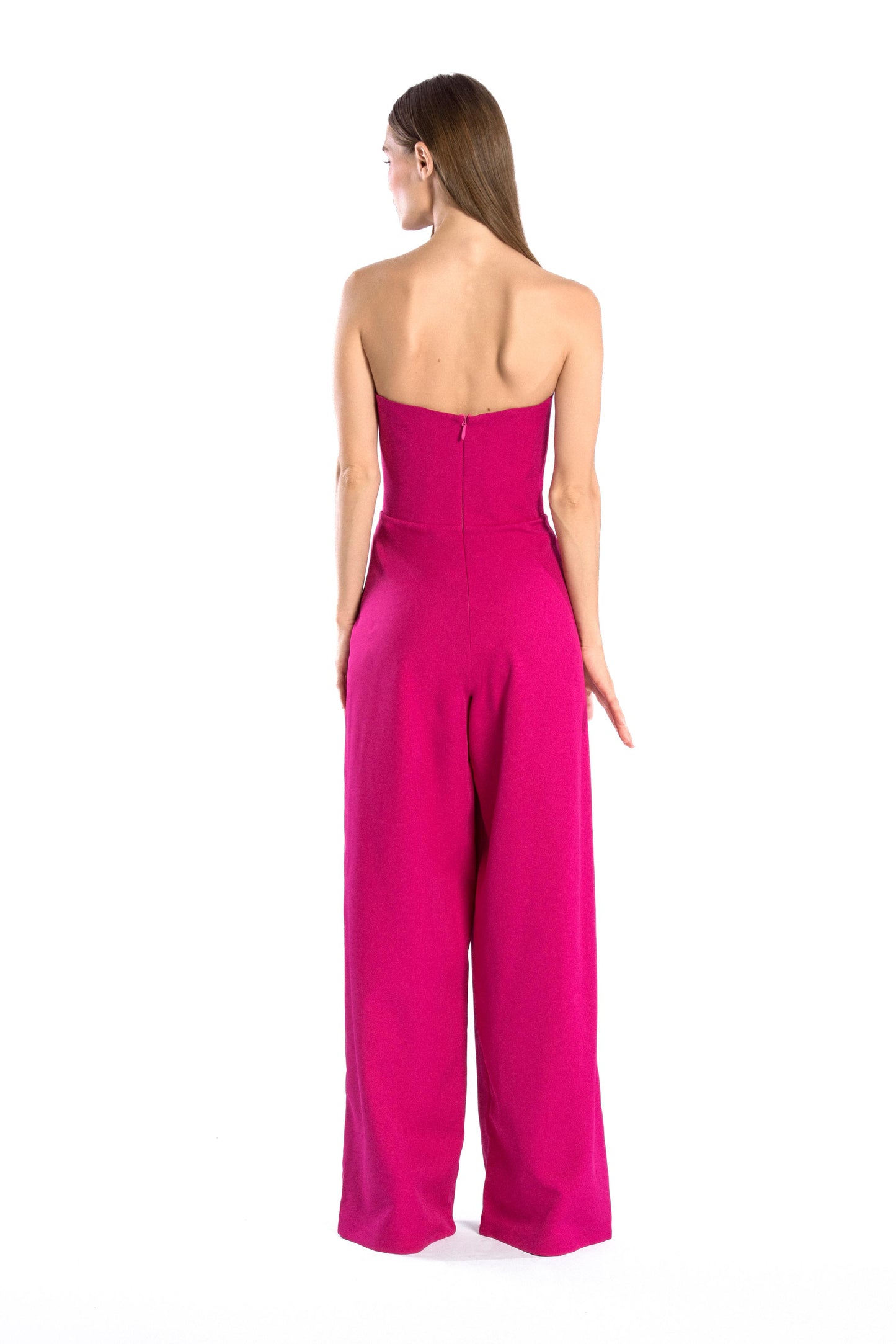 Draped crepe jumpsuit - Fuchsia