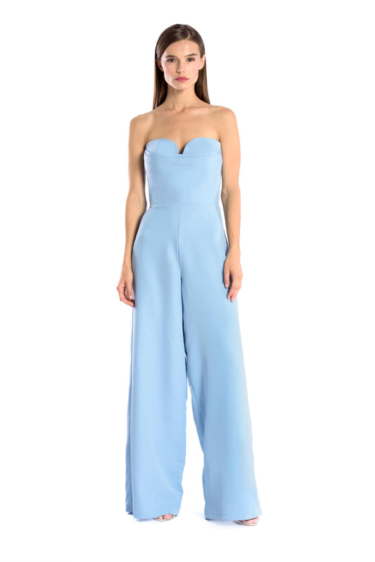 Draped crepe jumpsuit - Pale blue