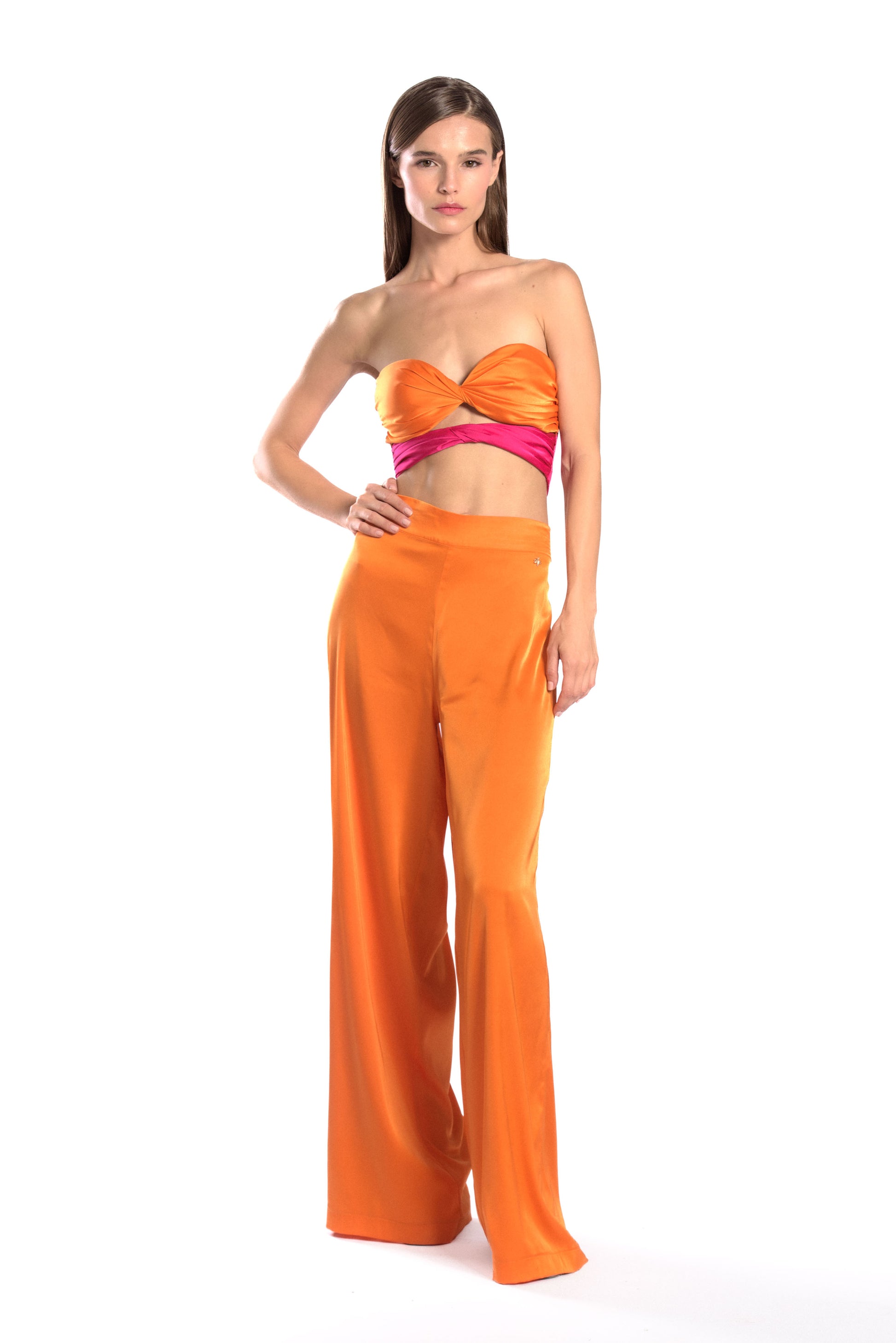silk pants,firefly charm, side zipper,vibrant silk collection,mix and match,edgy style,luxury fashion,comfort and style,quality design,durable, orange pants