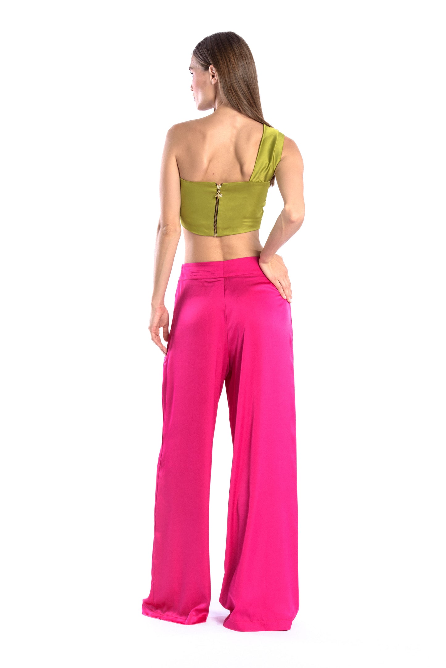 silk pants,firefly charm,side zipper,vibrant silk collection,mix and match,edgy style,luxury fashion,comfort and style,quality design,durable, pink pants